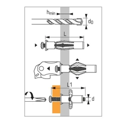 SPIT Paslode Cheville Métallique CC Spit Vis Tête Bombée Corps Creux 8 X 59 Mm X100