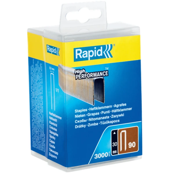 Agrafe étroite N°90 Rapid - Acier Galvanisé - 30 Mm - Boîte De 3000 3 Agrafe étroite N°90 Rapid - Acier Galvanisé - 30 Mm - Boîte De 3000