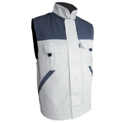 PBV Gilet Sans Manche Blanc De Travail Typhon En Polycoton Blanc Gris - XXL -NORTH WAYS Boutique gilet sans manche plaquiste peintre typhon