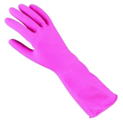 SPE Gants De Ménage Latex Rose Floqué Coton (12 Paires) - Taille XL